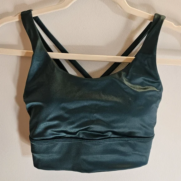 Lululemon Energy Longline Bra Foil Storm Teal Size 6 - Picture 1 of 7